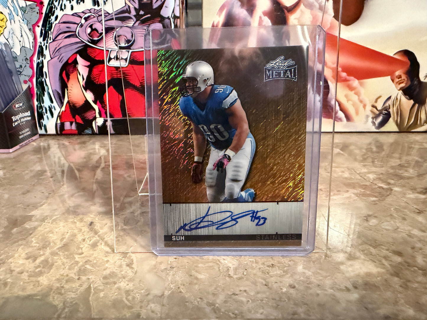 Ndamukong Suh 2026 Leaf Metal Football Stainless Auto Gold Shimmer 1/1