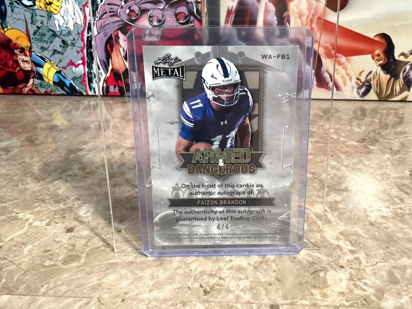 2026 Leaf Metal Football Faizon Brandon Auto Armed & Dangerous Red Shimmer 4/4