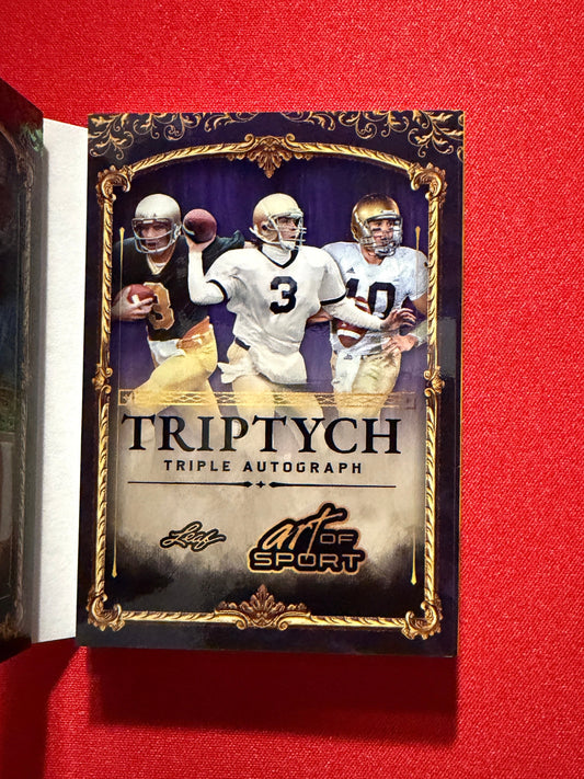 2026 Leaf Art of Sport Notre Dame Triptych Triple Auto Booklet Montana Mirer Quinn Green /5