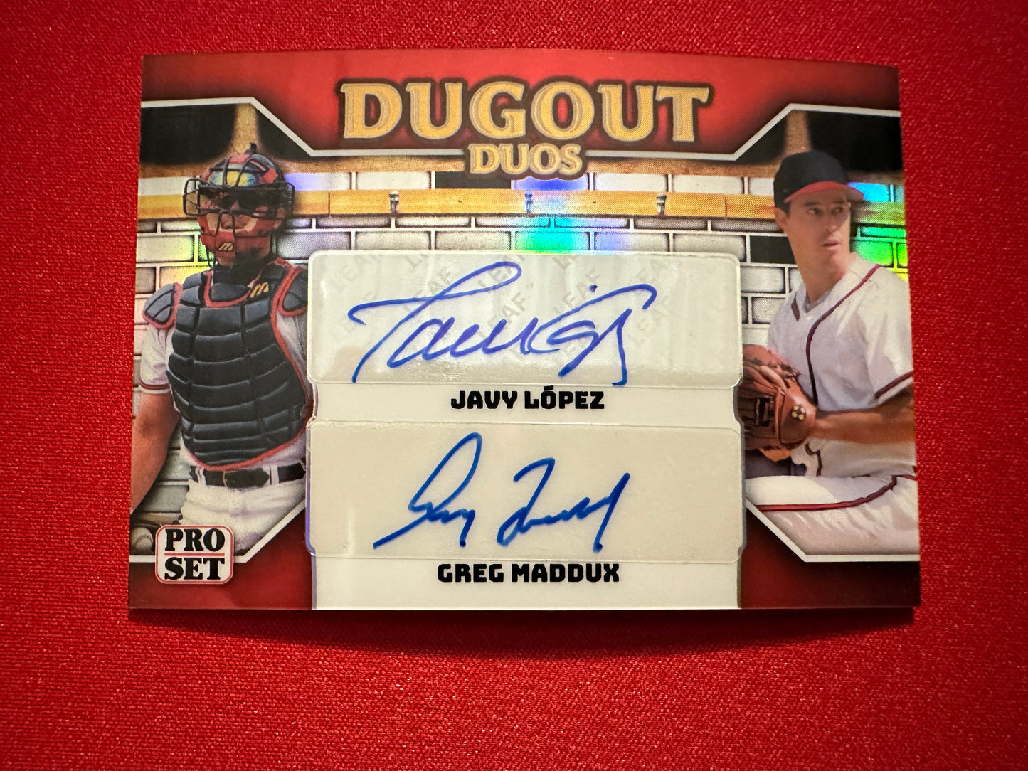 Greg Maddux Javy Lopez 2026 Pro Set Dual AUTO /5 Atlanta Dugout Duos