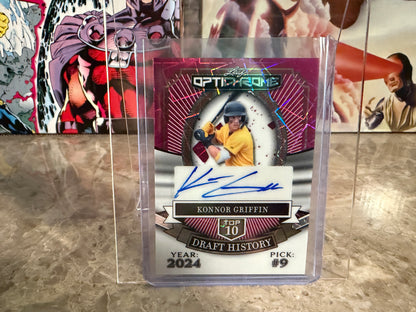 Konnor Griffin 2025 Leaf Optichrome Baseball Top 10 Draft History Auto Pink /8