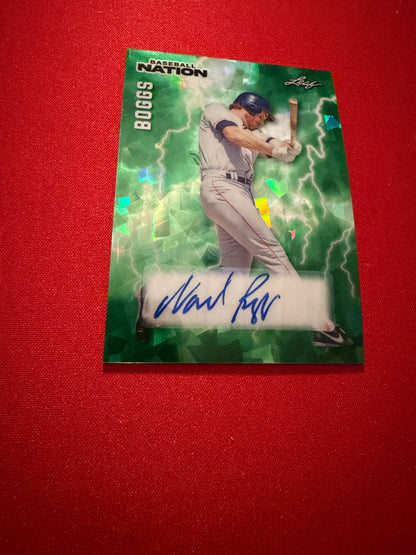 2026 Leaf Baseball Nation Wade Boggs Poster Auto Green Cracked Ice /5