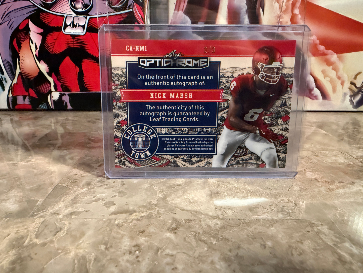 Nick Marsh 2026 Leaf Optichrome Football College Town Auto Green Prismatic /3