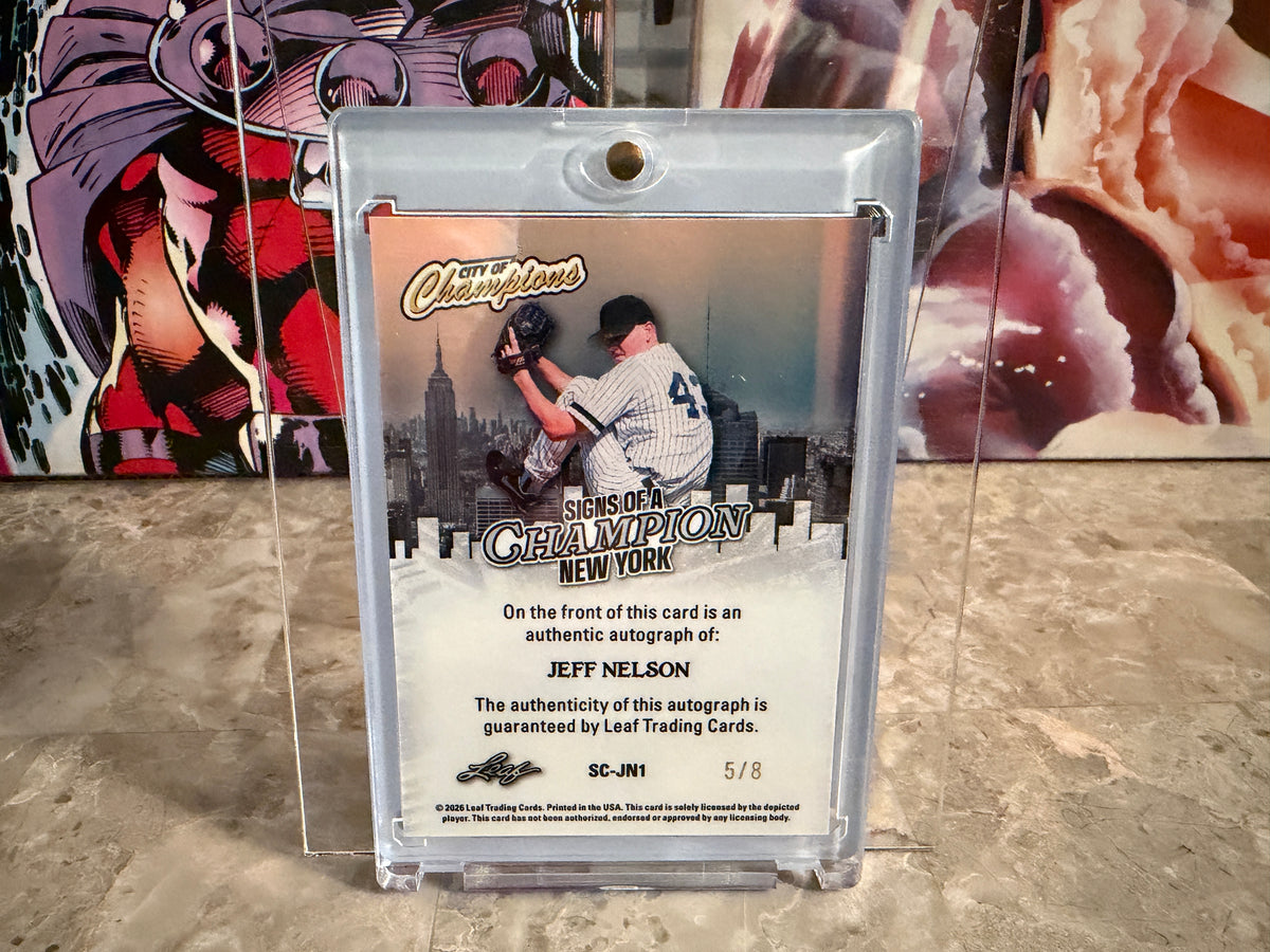 Jeff Nelson 2026 Leaf City of Champions Signs Auto Orange Prismatic /8 NY