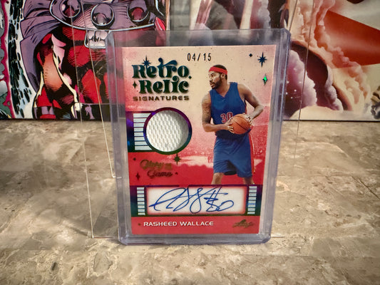 Rasheed Wallace 2025 Leaf Glory of the Game Retro Relic Game-Used Patch Auto /15