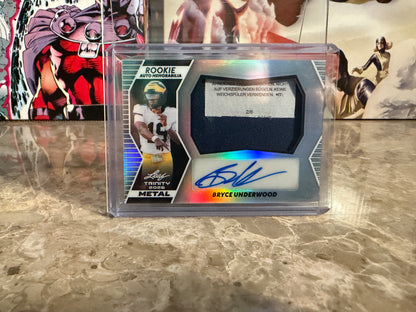 Bryce Underwood 2026 Leaf Trinity Football Rookie Auto Memo Metal Tag Patch /15