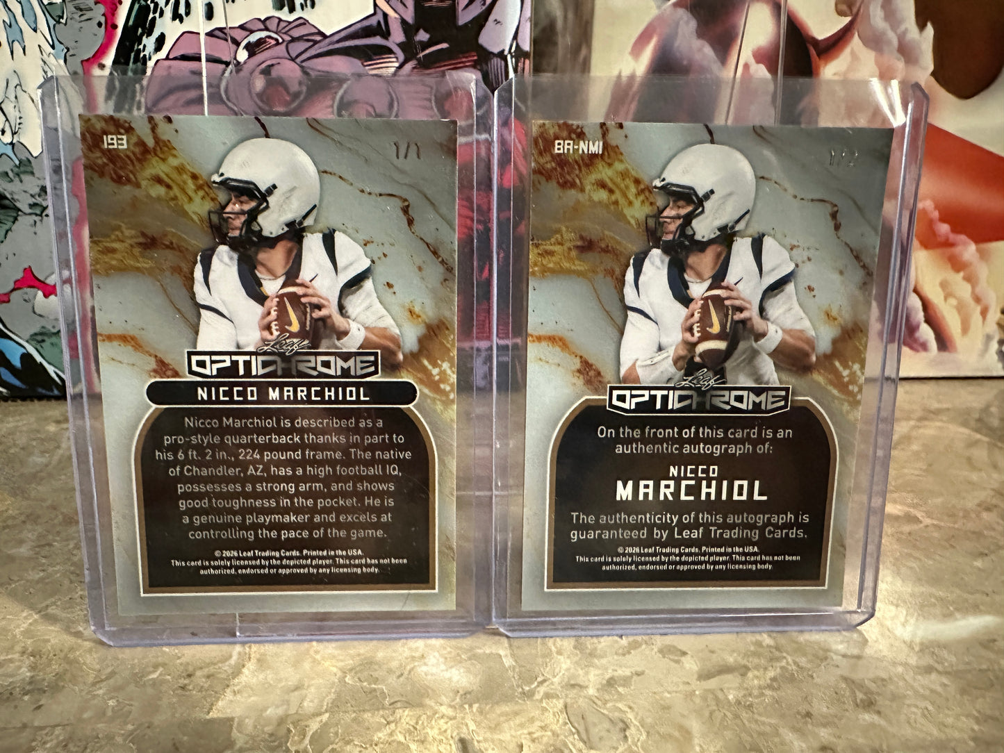 Nicco Marchiol 1/1 Platinum Shimmer & Black AUTO /2 Leaf Optichrome QB Lot