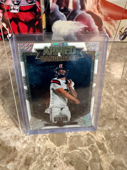 2026 Leaf Metal Football Armed & Dangerous Jared Curtis Silver Shimmer /12