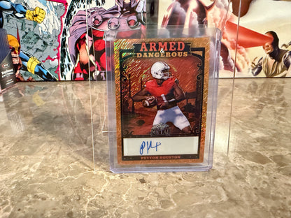 Peyton Houston 2026 Leaf Metal Football Armed & Dangerous Auto Gold Shimmer 1/1