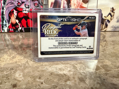 Konnor Griffin 2025 Leaf Optichrome Baseball Prospect Relic Auto Purple Crystal /5