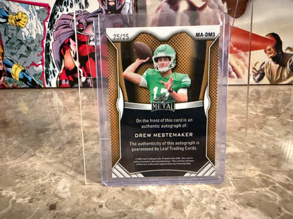 Drew Mestemaker 2026 Leaf Trinity Football Metal Auto On-Card Red 25/25 Bookend