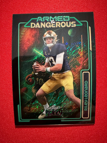 2026 Leaf Metal Football Riley Leonard Armed & Dangerous Black Shimmer 2/2