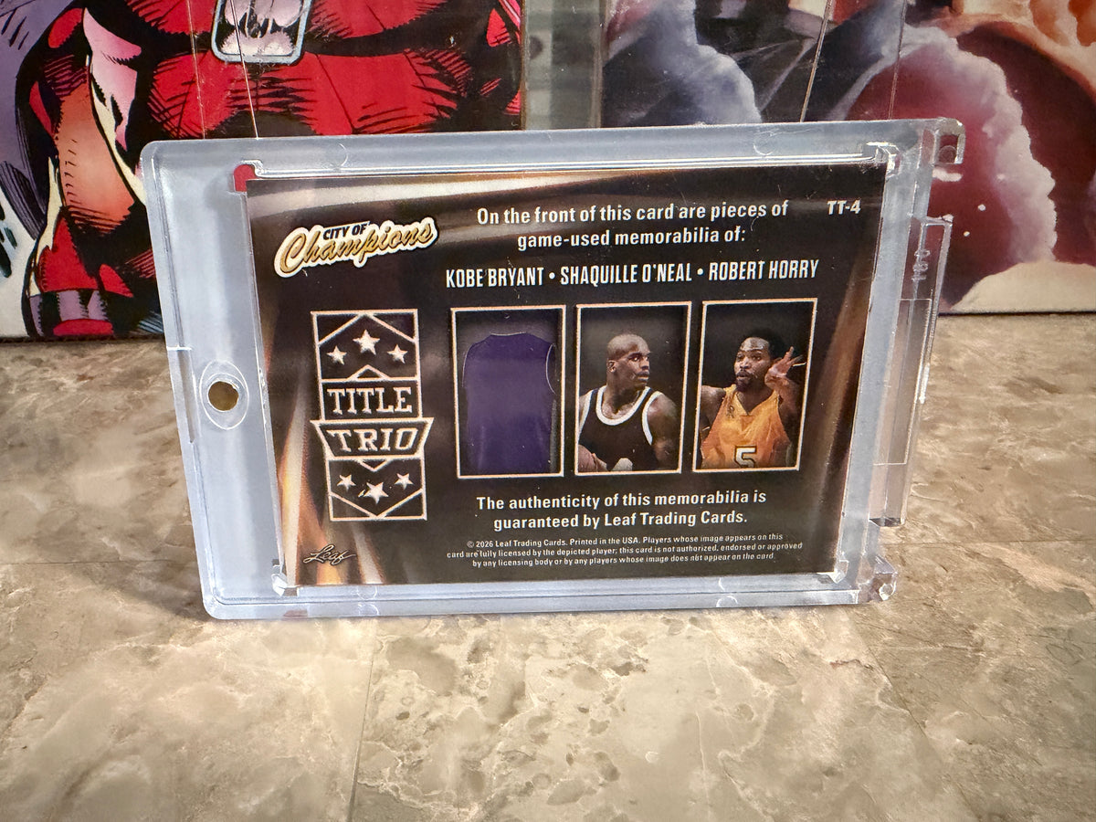 Kobe Shaq Horry 2026 Leaf City of Champions Title Trio Game Used Relic /25