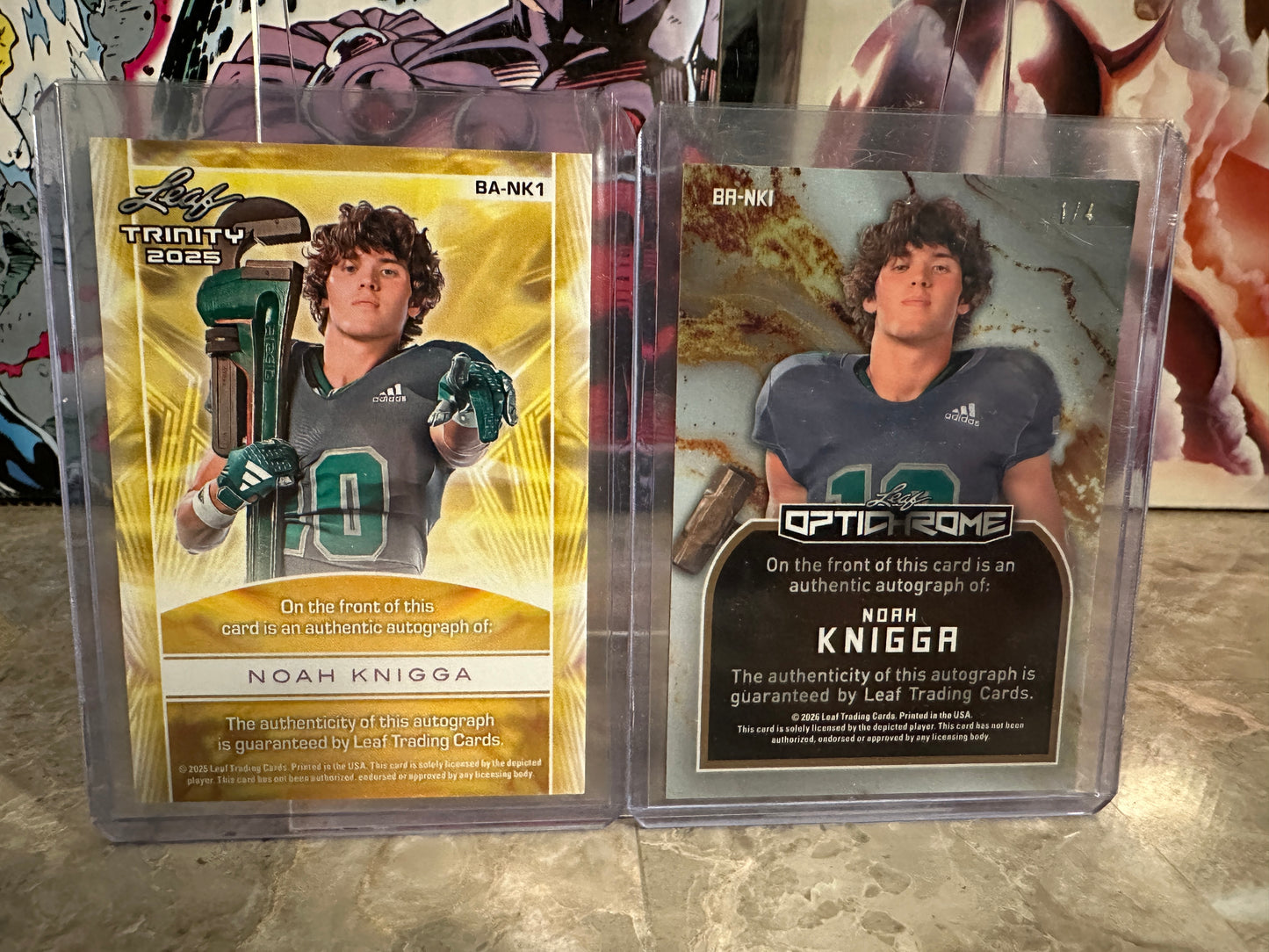 Noah Knigga AUTO LOT 2026 Leaf Optichrome Red /4 & 2025 Trinity Blue /35