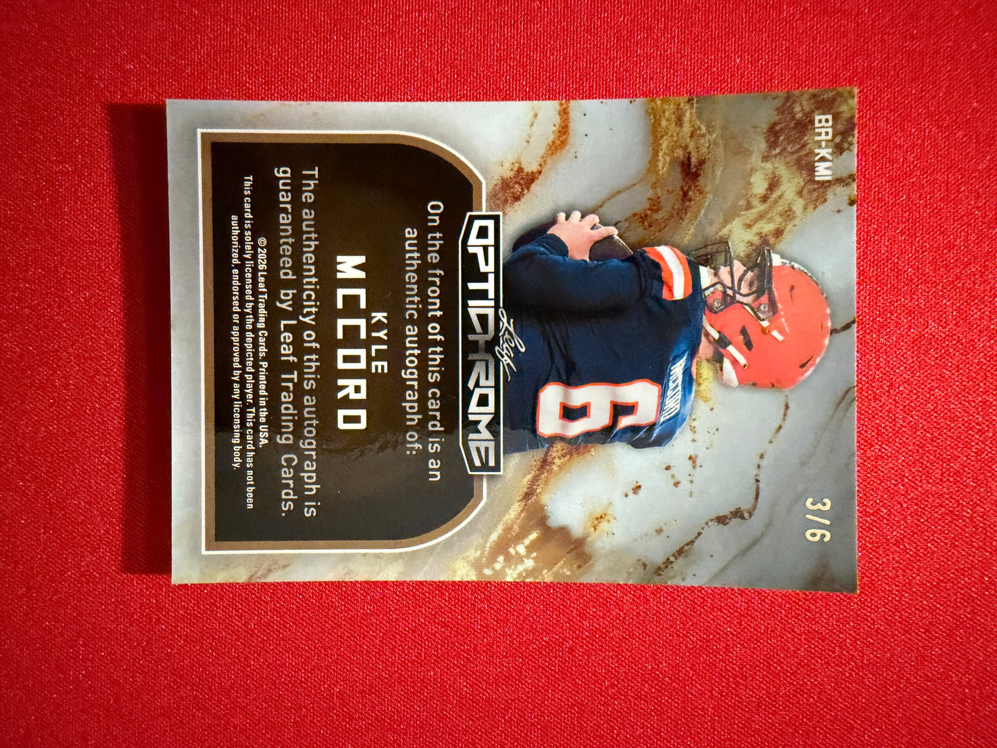 2026 Leaf Optichrome Kyle McCord Pink Crystal Auto 4/6 Syracuse
