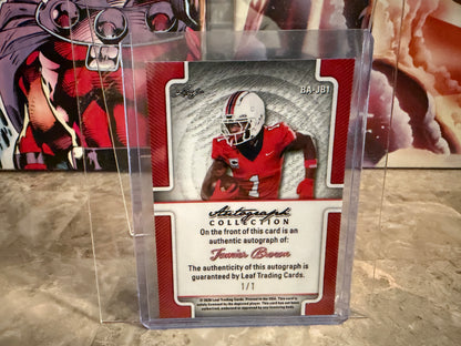 Jamier Brown 2026 Leaf Autograph Collection Base Platinum Cracked Ice Auto 1/1