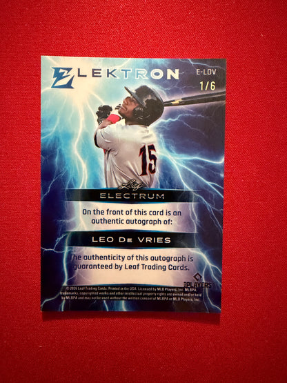 Leo De Vries 2026 Leaf Electrum Elektron Auto Platinum 1/6 Bookend