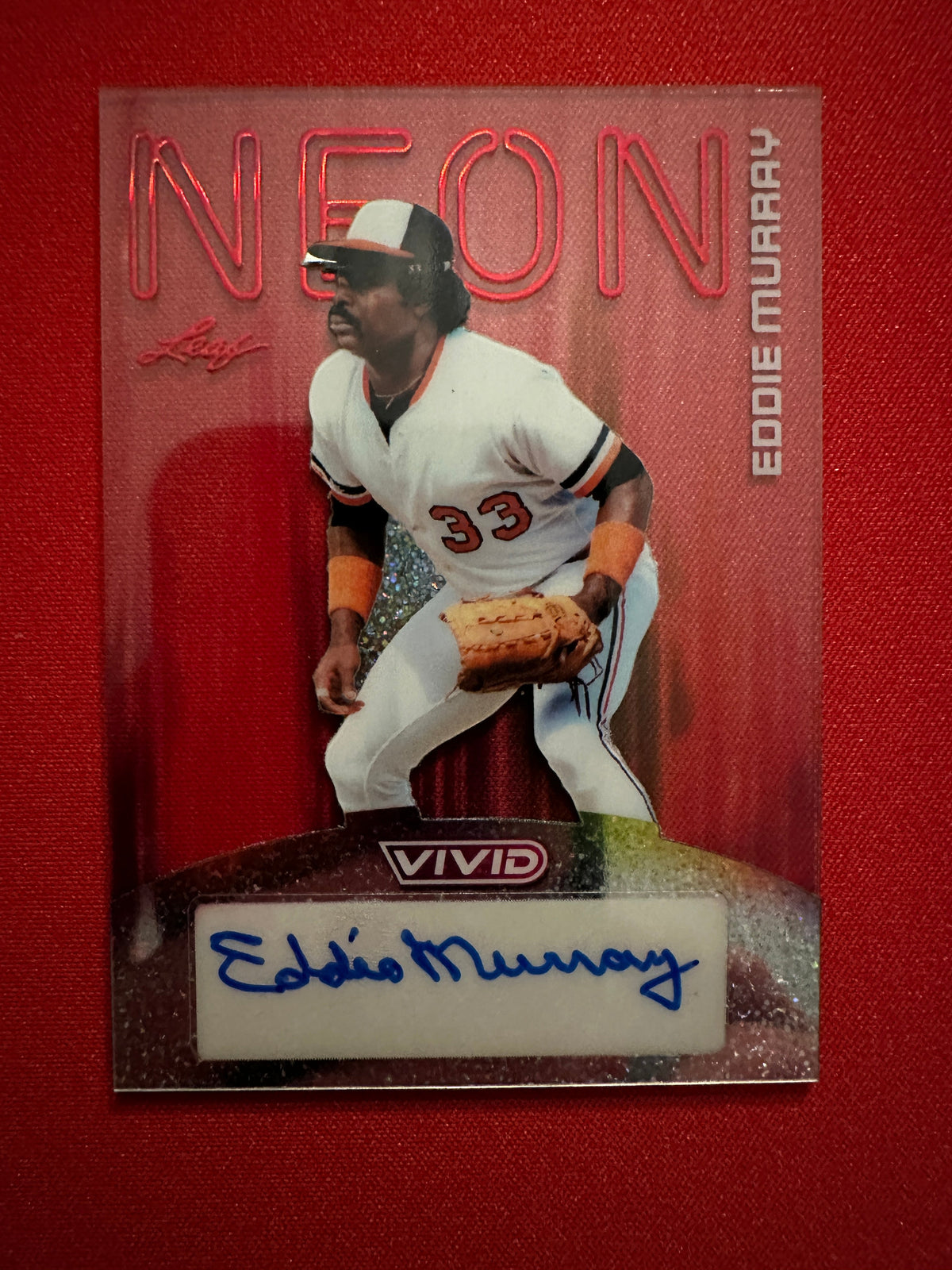 Eddie Murray 2026 Leaf Vivid Neon Red Acetate AUTO 1/1 Hall of Fame Case Hit