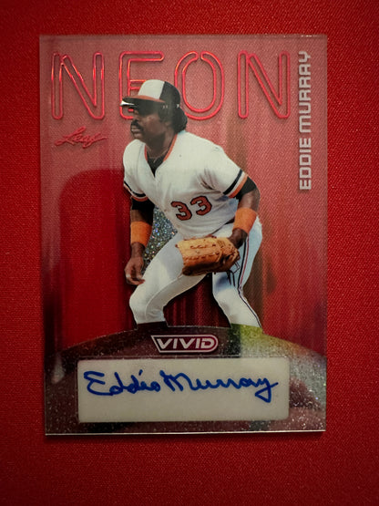 Eddie Murray 2026 Leaf Vivid Neon Red Acetate AUTO 1/1 Hall of Fame Case Hit