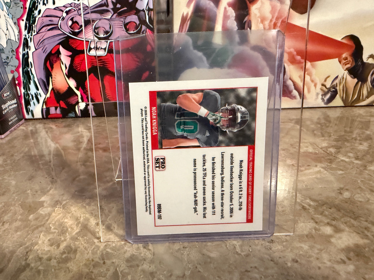Noah Knigga 2026 Leaf Pro Set Metal Football 1989 Mini Blue /3