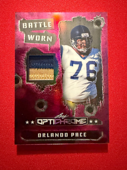 Orlando Pace 2026 Leaf Optichrome Battle Worn Game-Used Multicolor Patch /6