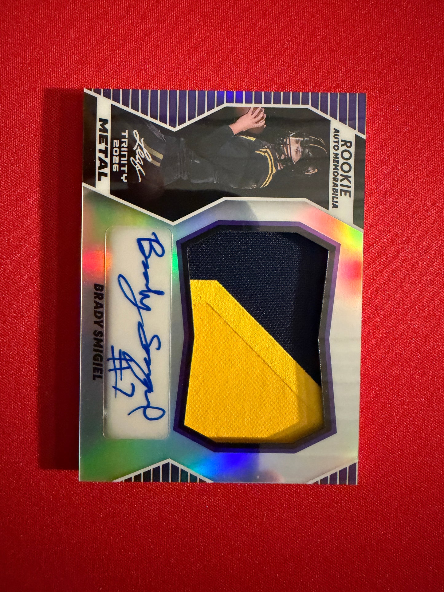 2026 Leaf Trinity Brady Smigiel Rookie Auto Memo Metal Multicolor Patch /6