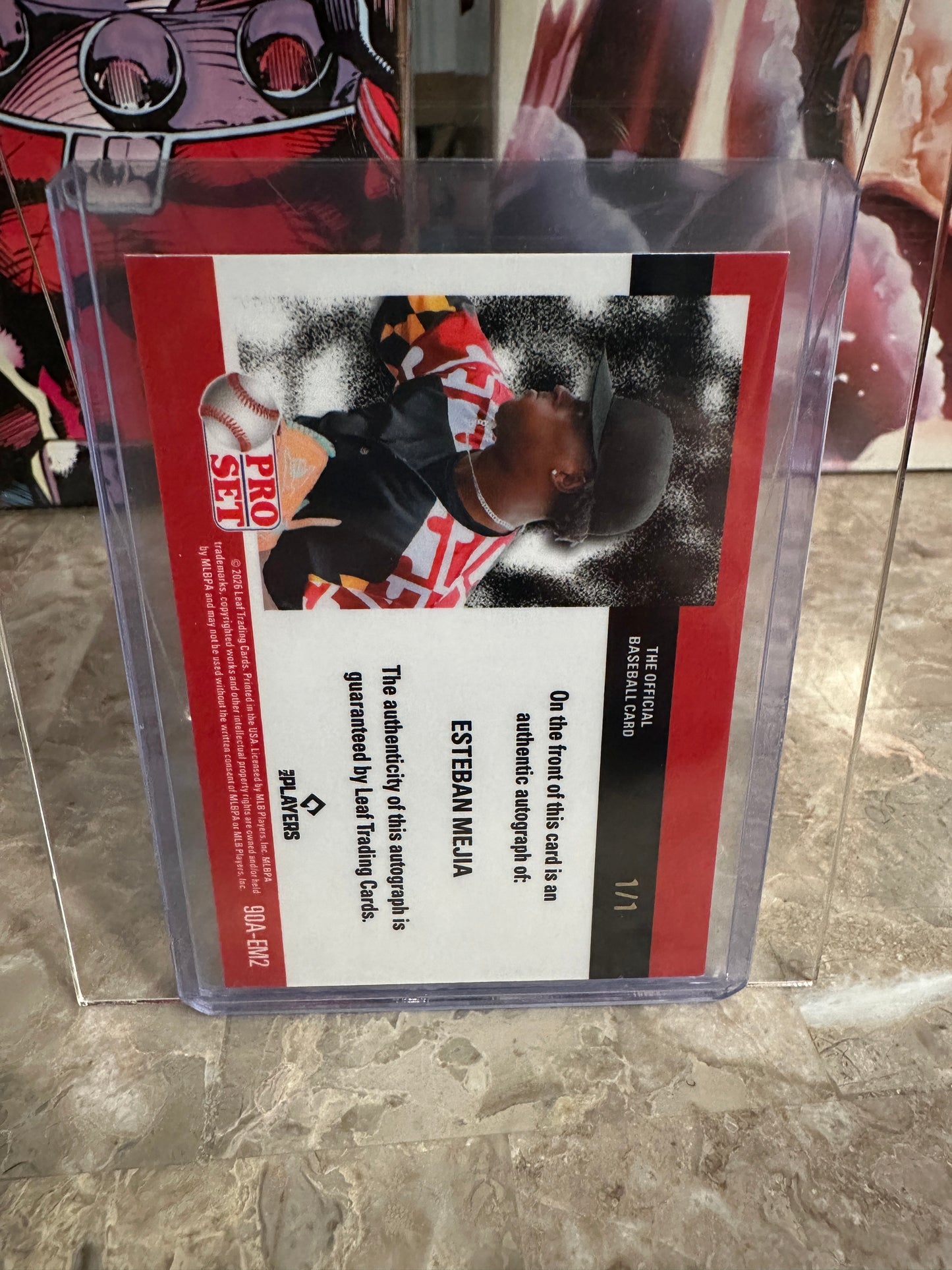 Esteban Mejia 2026 Leaf Pro Set 1990 Red, White and Blue Lazer Auto 1/1