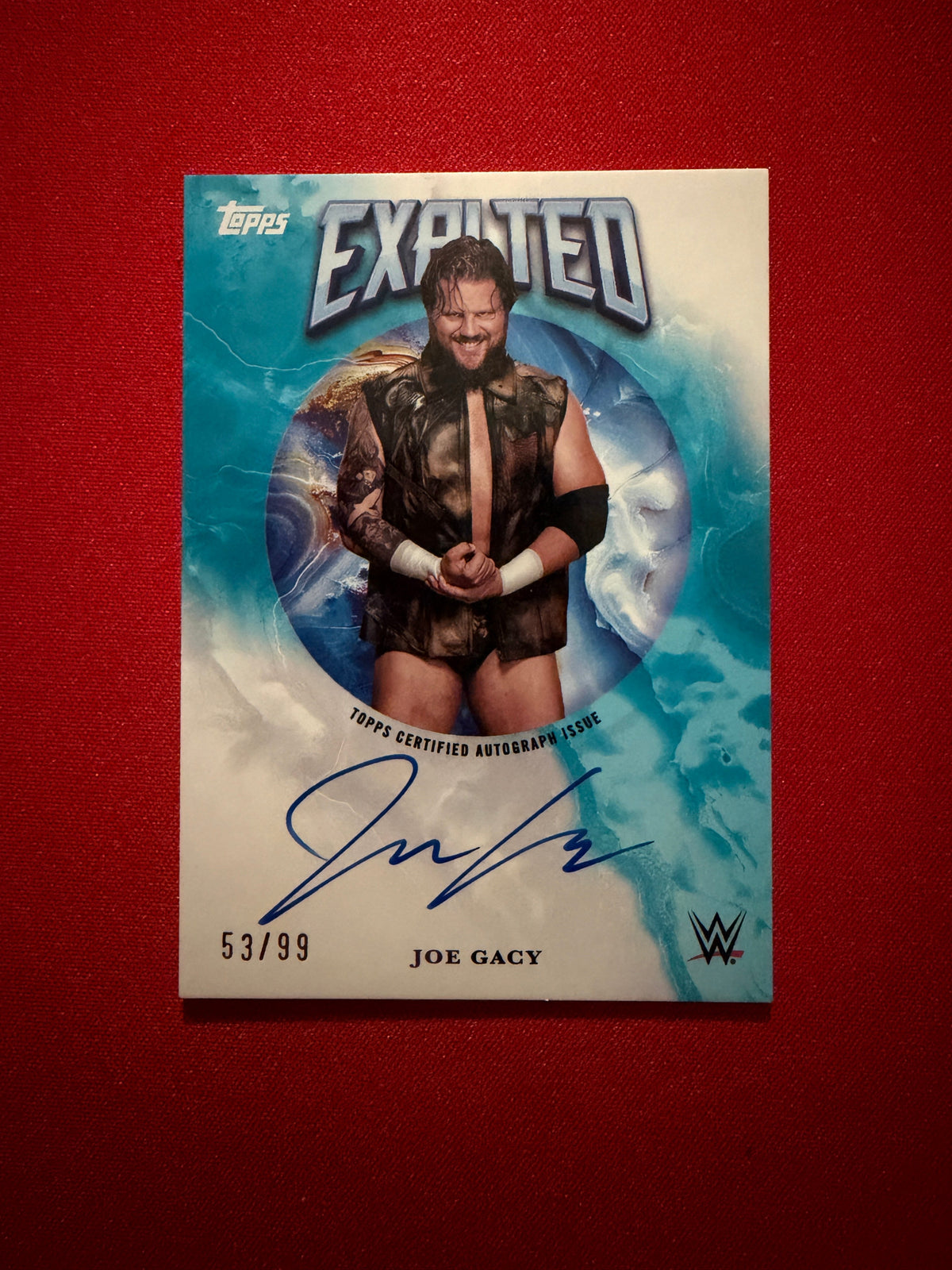 Joe Gacy 2026 Topps Exalted WWE Exalted Autographs /99 Aqua #EXA-JOE