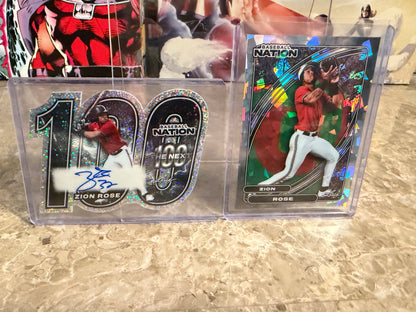 Zion Rose 2026 Leaf Baseball Nation The Next 100 Auto 2-Card Lot