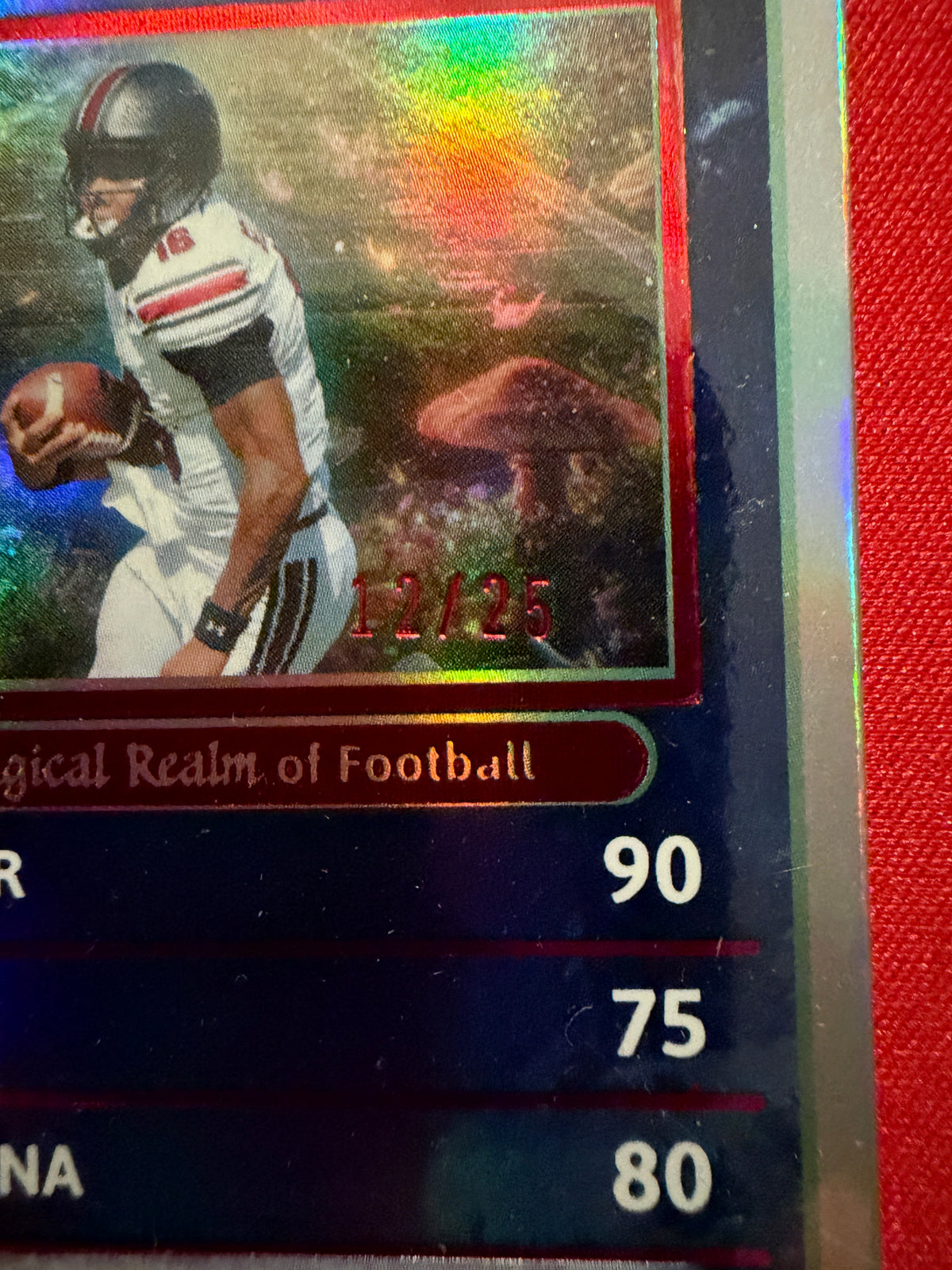 LaNorris Sellers 2026 Leaf Trinity Magical Realm of Football Auto Red /25