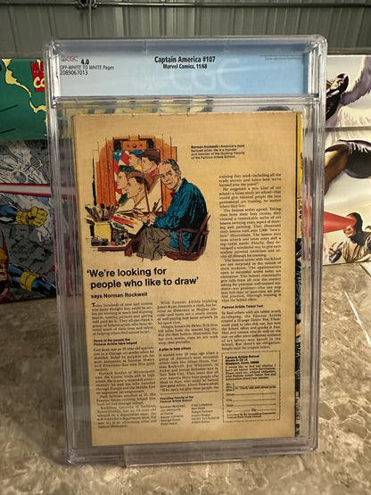Captain America #107 CGC 4.0 OWTWP (1968 Marvel)