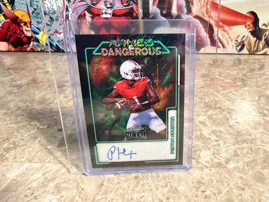 2026 Leaf Metal Football Peyton Houston Auto Armed & Dangerous Black Shimmer 1/2