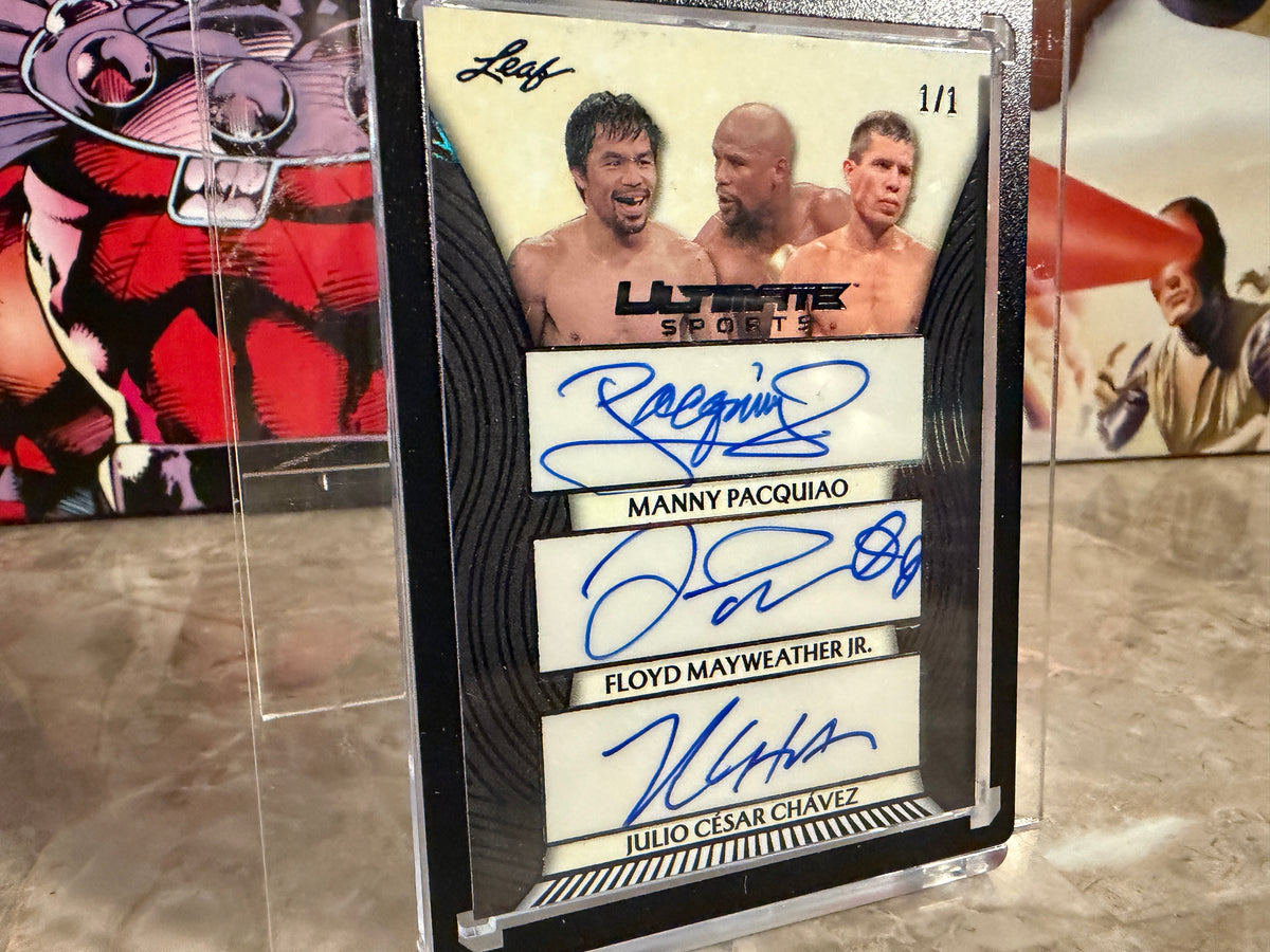 Manny Pacquiao Floyd Mayweather Chavez 2026 Leaf Ultimate Sports 3 Black 1/1