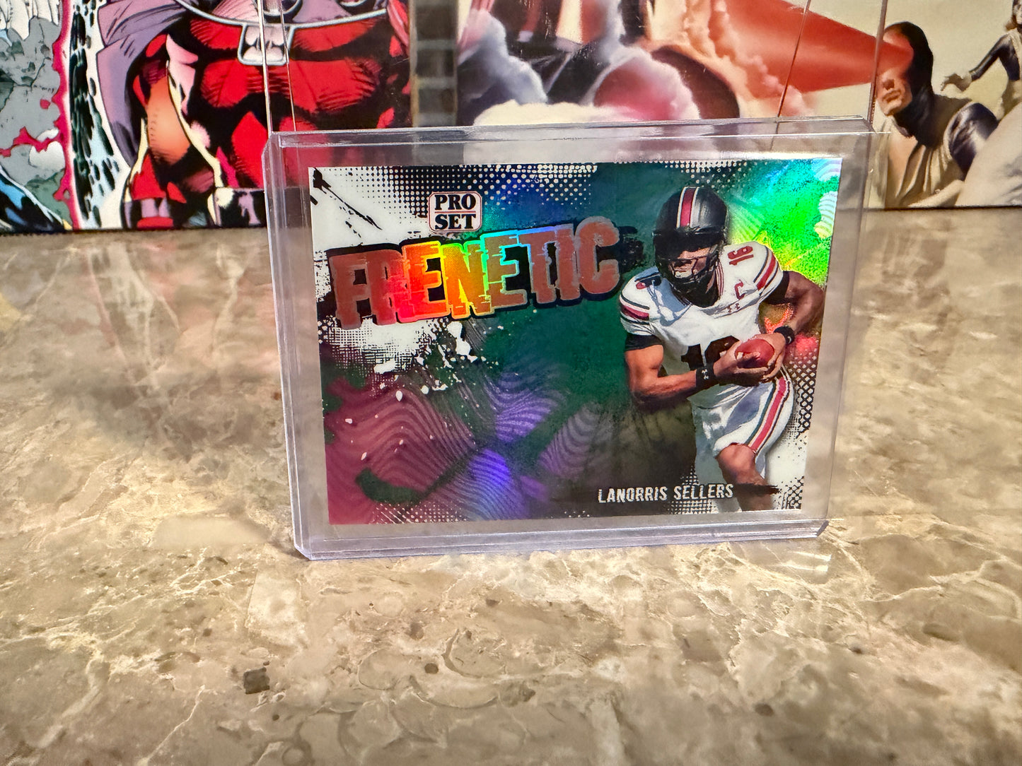 LaNorris Sellers 2026 Leaf Pro Set Metal Football Frenetic Green 2/2 Bookend