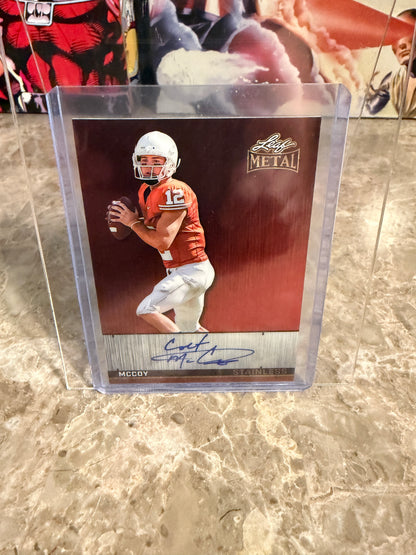 2026 Leaf Metal Football Colt McCoy Stainless Auto Red Flood Super Prismatic 1/1