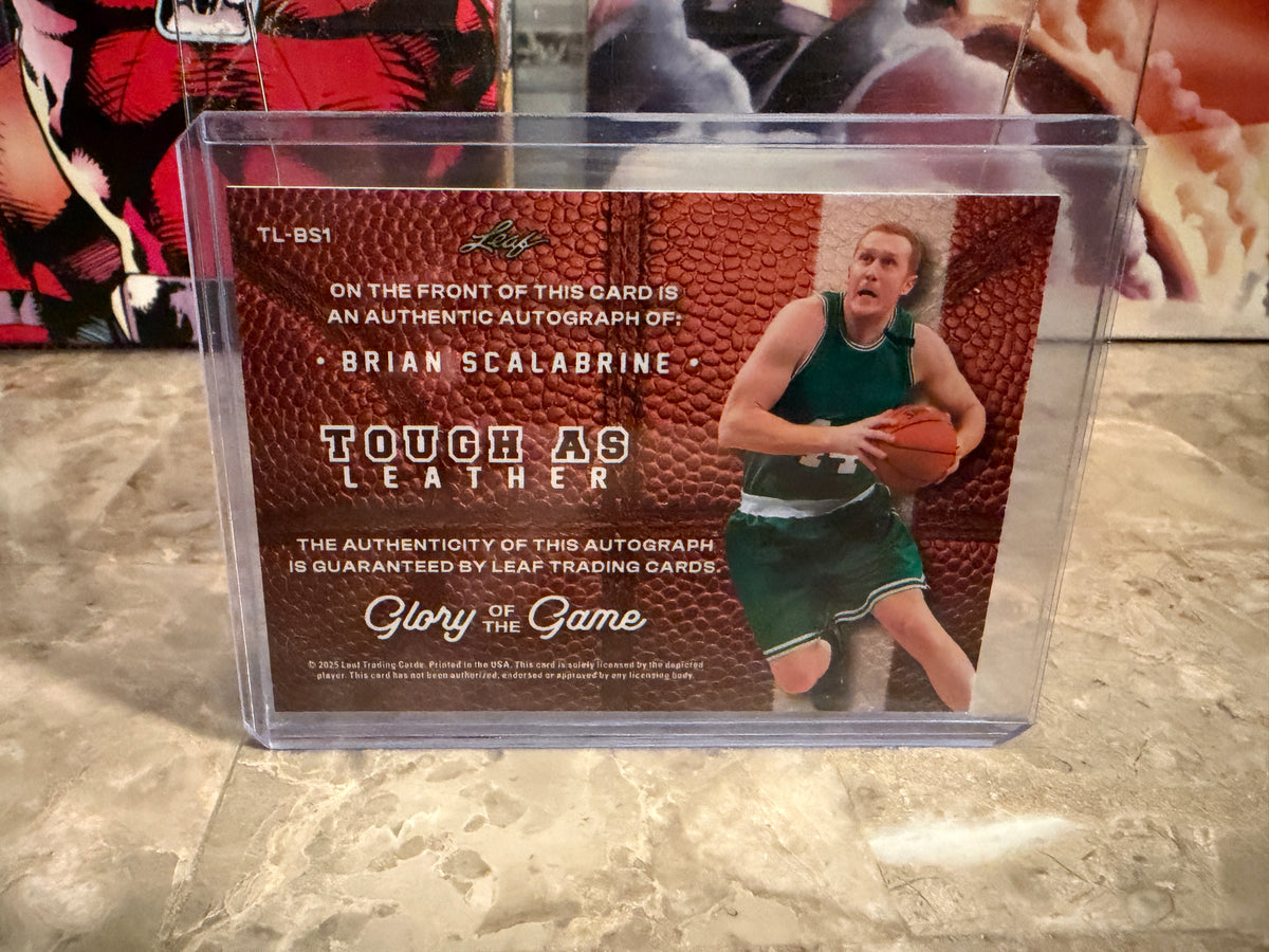 Brian Scalabrine 2025 Leaf Glory of the Game Tough As Leather Substrate Auto /3