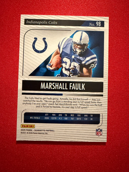 Marshall Faulk 2025 Panini Silhouette Football Base Blue Color Match /99 #98