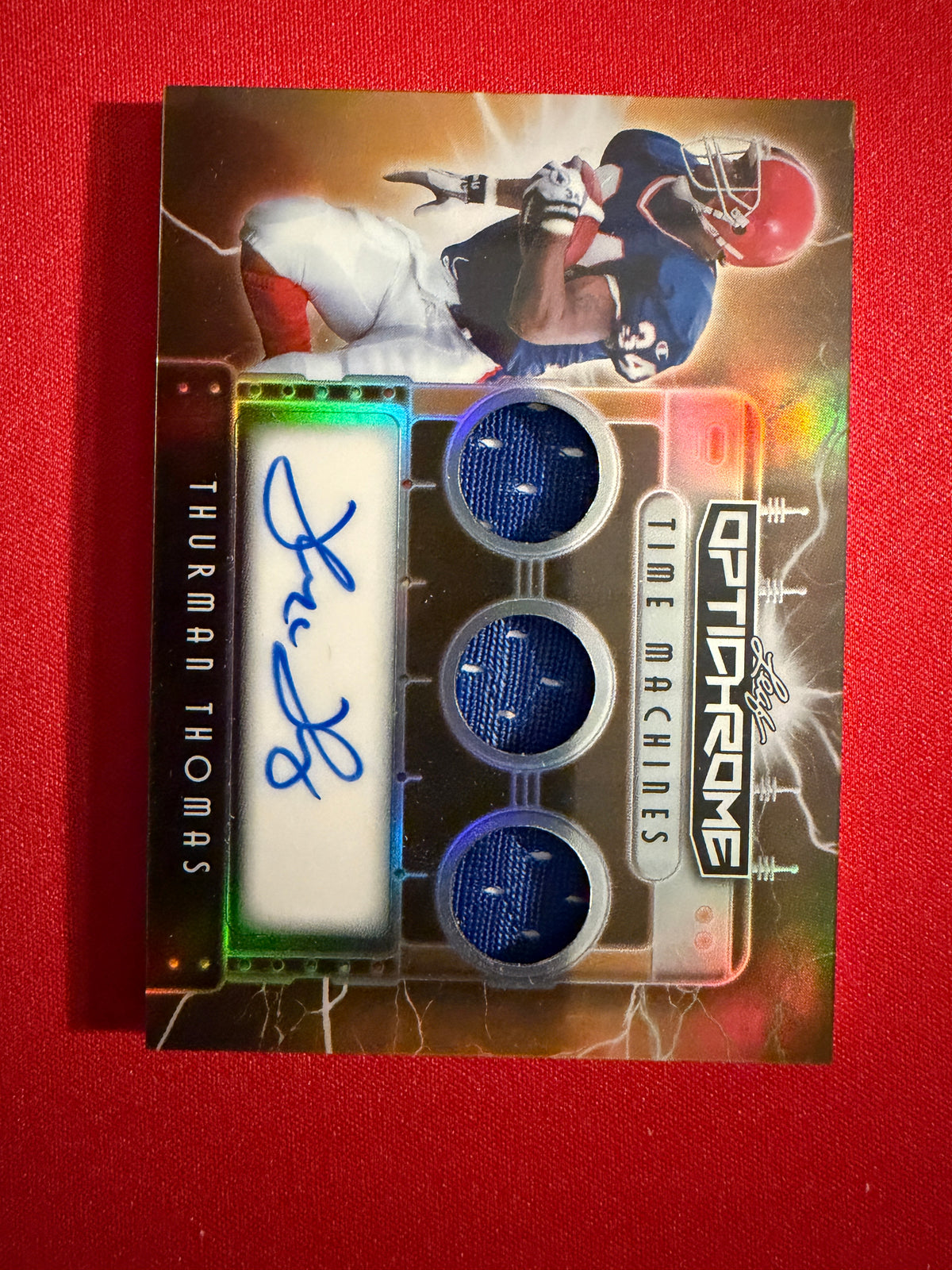 Thurman Thomas 2026 Leaf Optichrome Football Time Machines Patch Auto Gold 1/1