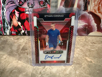 Ethan Conrad 2025 Leaf Optichrome Baseball Base Auto Red Lava 1/2