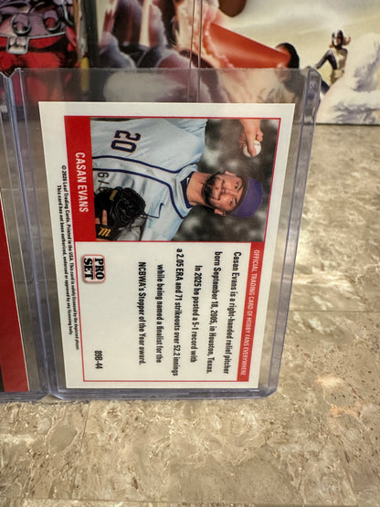 Casan Evans 2026 Leaf Pro Set Two-Card Prospect Lot