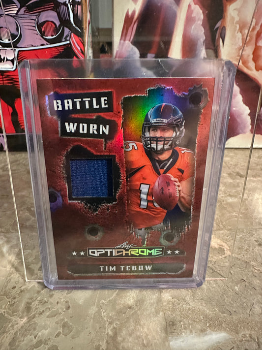 2026 Leaf Optichrome Football Tim Tebow Battle Worn Red Prismatic Patch /4