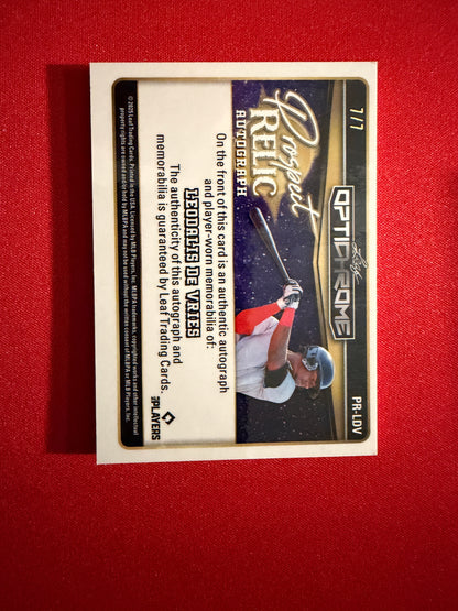 Leo De Vries 2025 Leaf Optichrome Baseball Prospect Relic Auto 7/7 Bookend