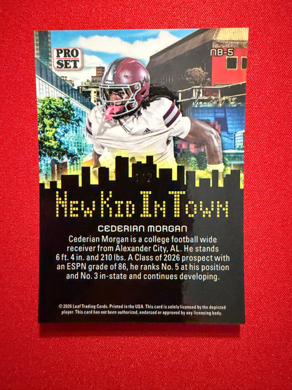 2026 Leaf Pro Set Metal Football Cederian Morgan Nee Kid In Town Black 1/2