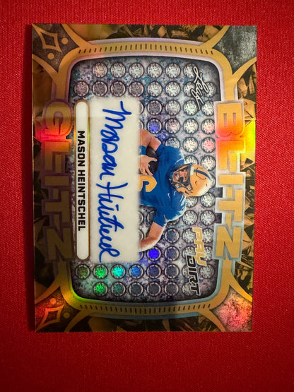 Mason Heintschel Leaf Paydirt Football Blitz Glitz Metal Auto SSP /15