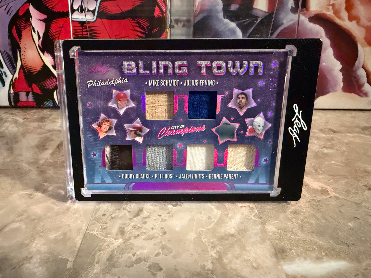 Schmidt Dr. J Rose Hurts 2026 Leaf City of Champions Bling Town 6 Game-Used /4