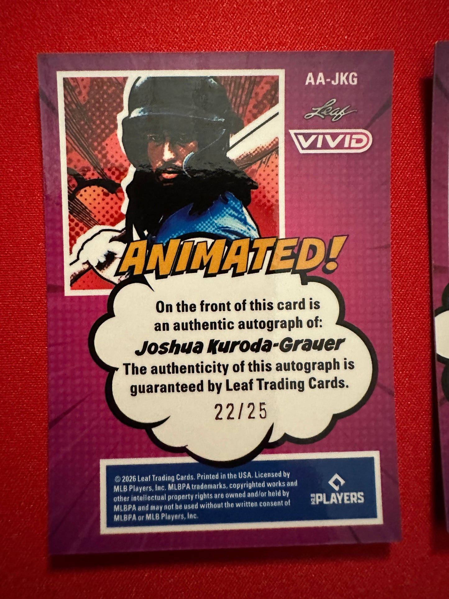 Joshua Kuroda-Grauer 2026 Leaf Vivid Two-Card Teal Animated Lot