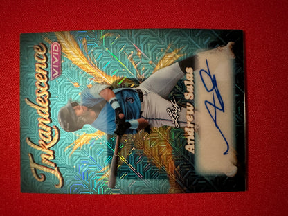2026 Leaf Vivid Baseball Inkadescence Techno-Foil Teal Andrew Salas Autograph 9/25