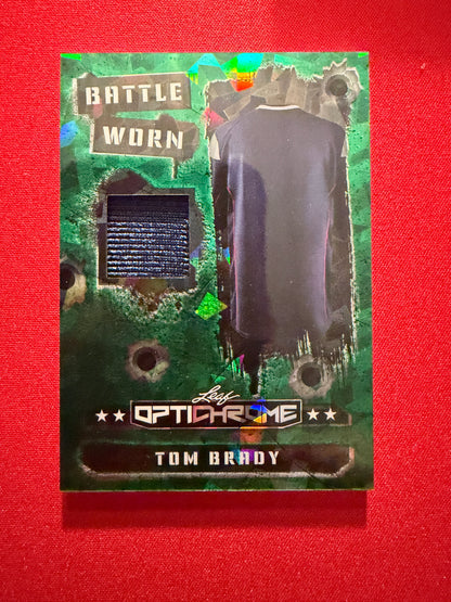 Tom Brady 2026 Leaf Optichrome Battle Worn Green Crystal Game Used Jersey /3