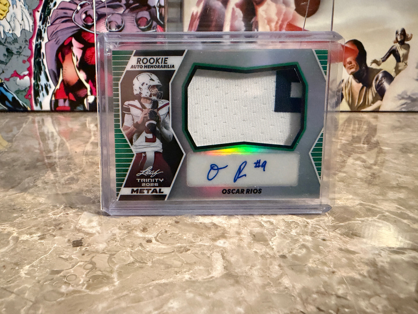 Oscar Rios 2026 Leaf Trinity Football Rookie Auto Memo Metal Multicolor Patch /5