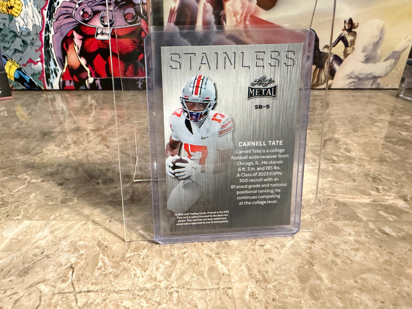 2026 Leaf Metal Football Carnell Tate Stainless Silver Crystal /12
